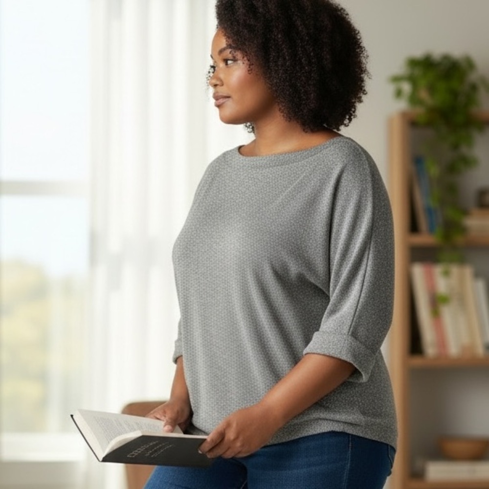 Soho Sparkling Charcoal Knit Top